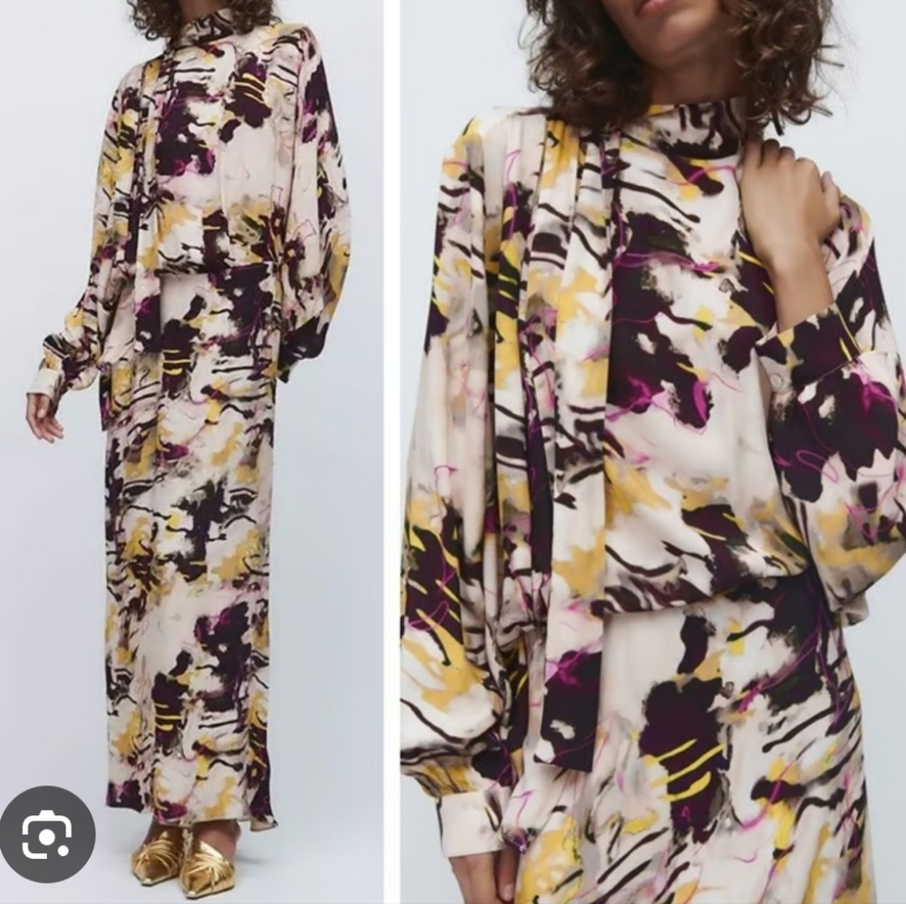 Zara Multicolor Abstract Print Dress